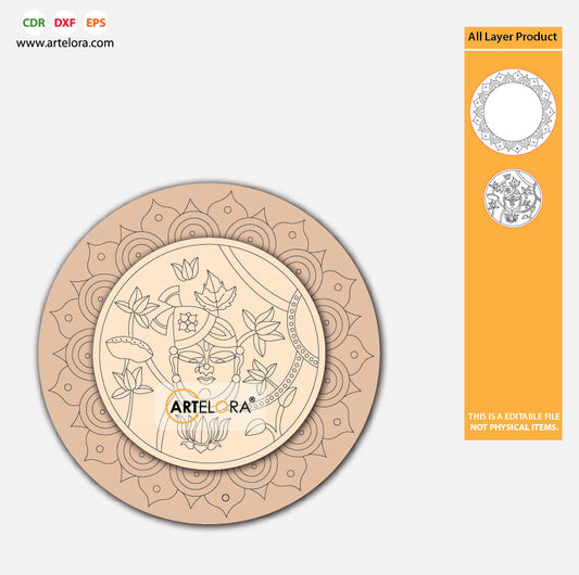 Pre Marked Base Design Lotus & Shrinath Ji (2 Layered)