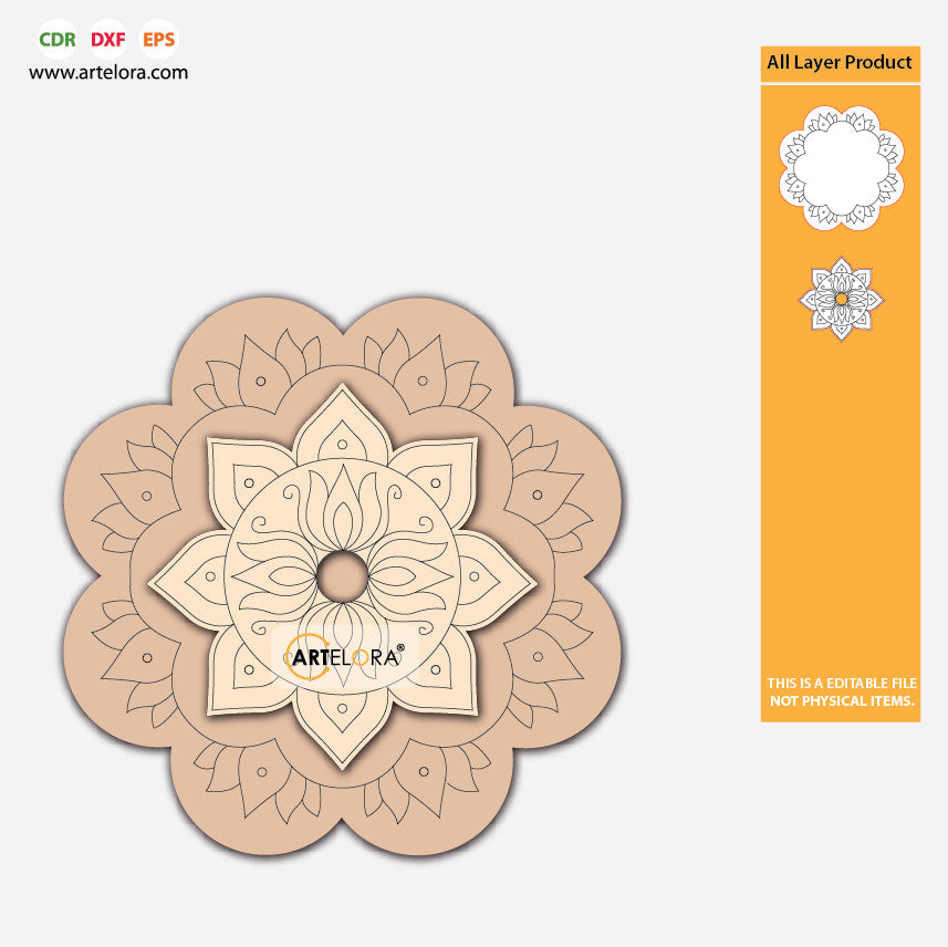 Pre Marked Base Design Lotus Mandala (2 Layered)