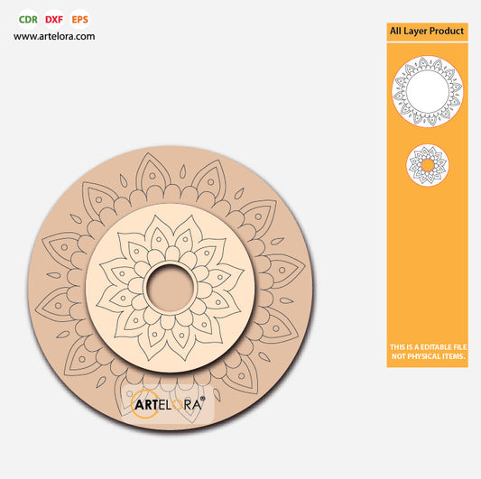 Pre Marked Base Design Lotus Mandala (2 Layered)