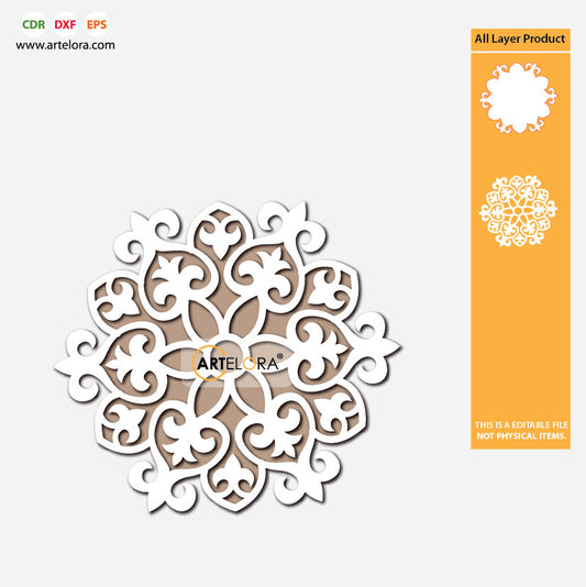 Pre Marked Base Design Rangoli Laser Cutting (2 Layered)