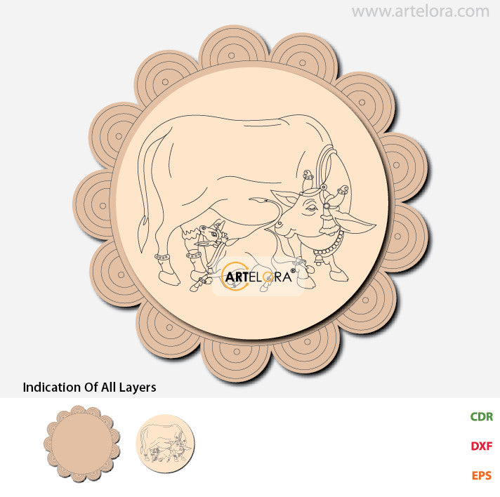 Pre Marked Base Design Pichwai Cow Art (Kamdhenu Gay)