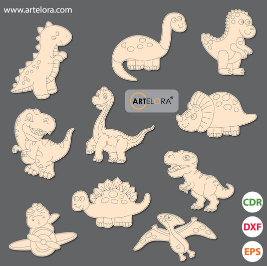 Pre Marked Base Design Dinosaur Cartoon Drawing