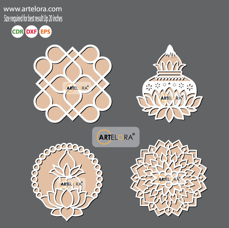 Pre Marked Base Design Subh Kalasha Rangoli Laser Cutting