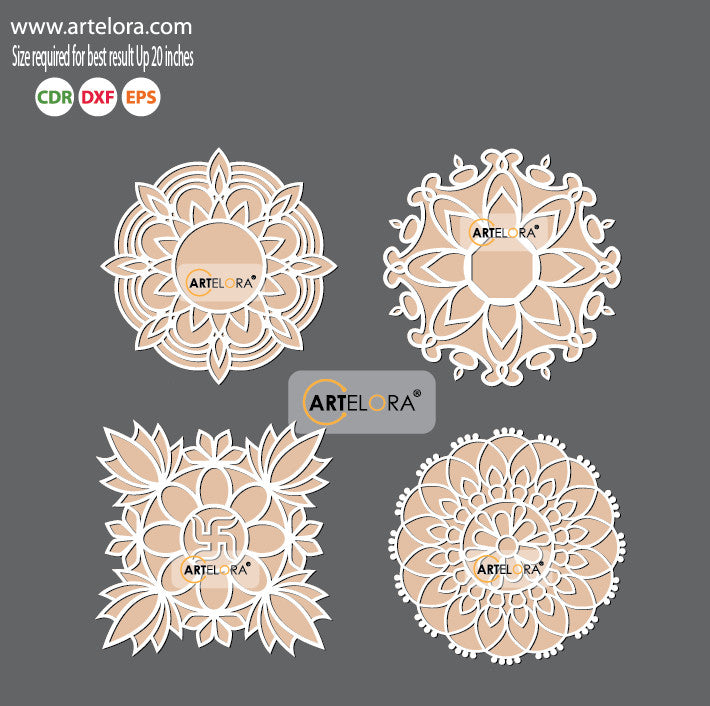 Pre Marked Base Design Flower Rangoli Laser Cutting