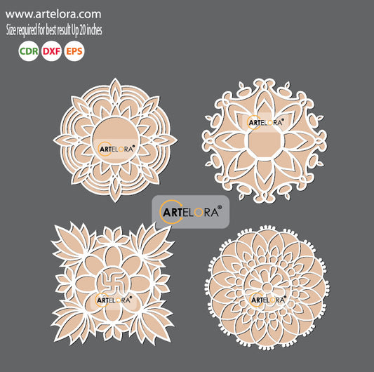 Pre Marked Base Design Flower Rangoli Laser Cutting