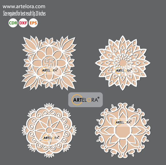 Pre Marked Base Design Flower Rangoli Laser Cutting