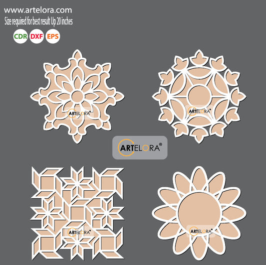 Pre Marked Base Design Flower Rangoli Laser Cutting