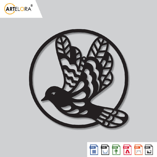 2D Modern Art Round Bird Design