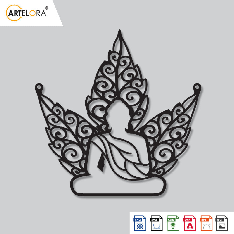 2D Modern Art leaf & Buddha Laser Cutting