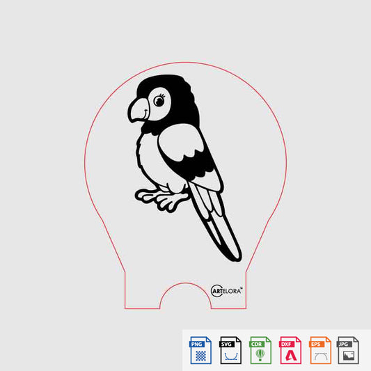 Laser Engraving Parrot Cartoon