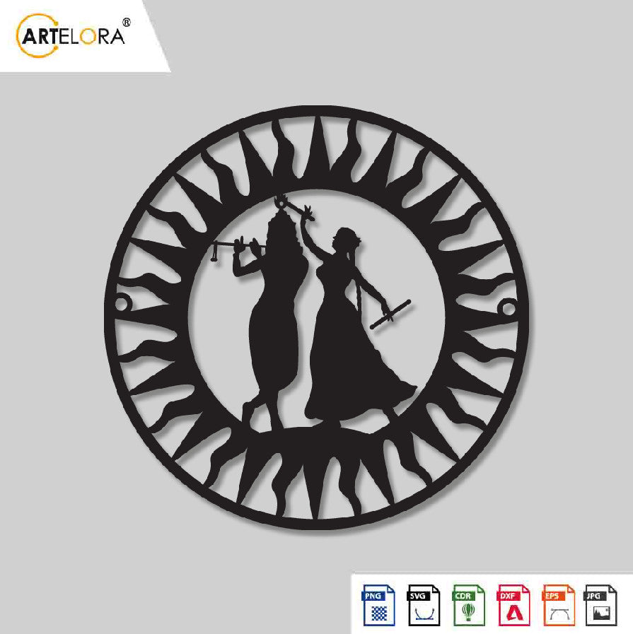 2D Modern Art Radha Krishna Laser cutting