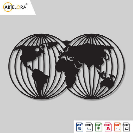 2D Modern Art World Map Laser cutting