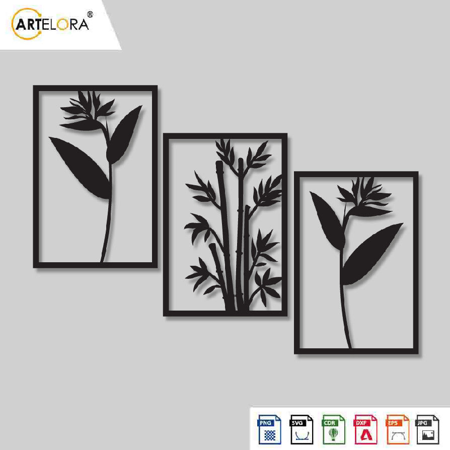 2D Modern Art Leaf Wall Frame Laser Cutting