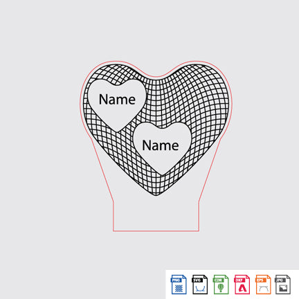 Laser Engraving 3D Heart (Dil)