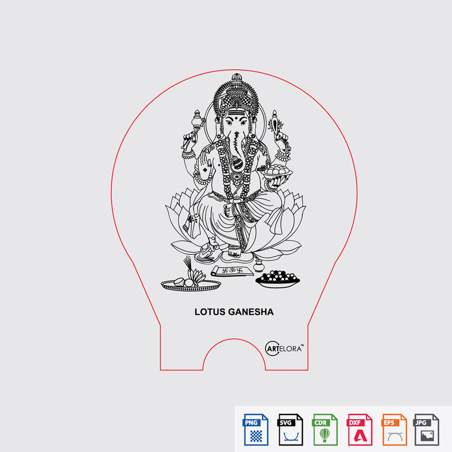 Laser Engraving Lotus Ganesha