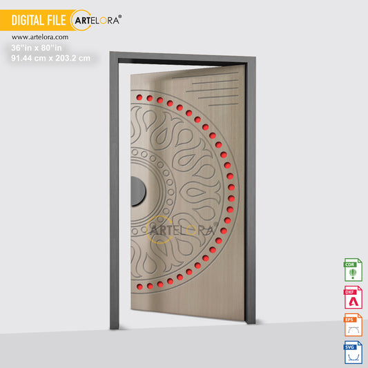 Carving Design Round Flowers Door