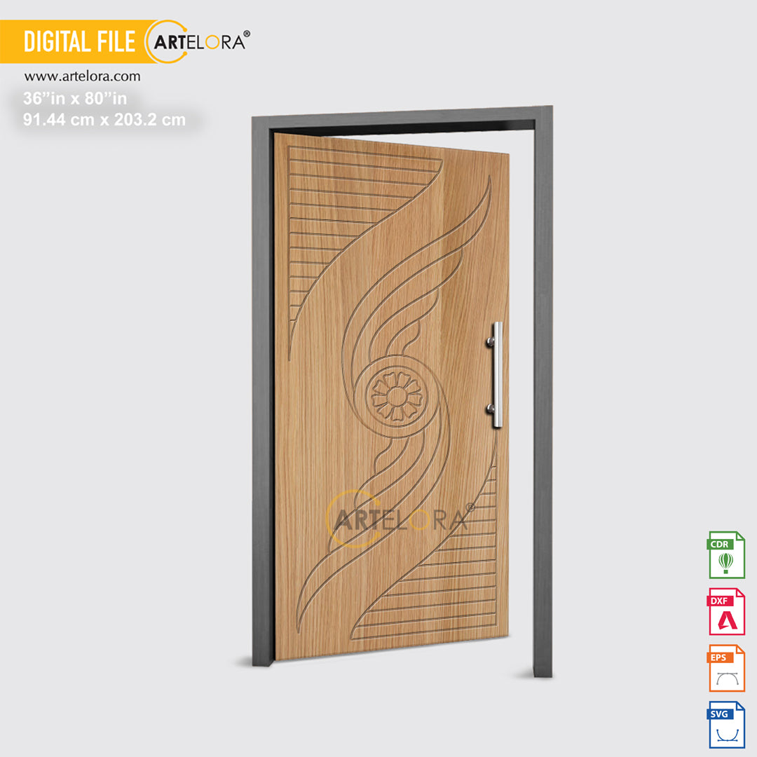 Carving Design Round Flower Wings Door