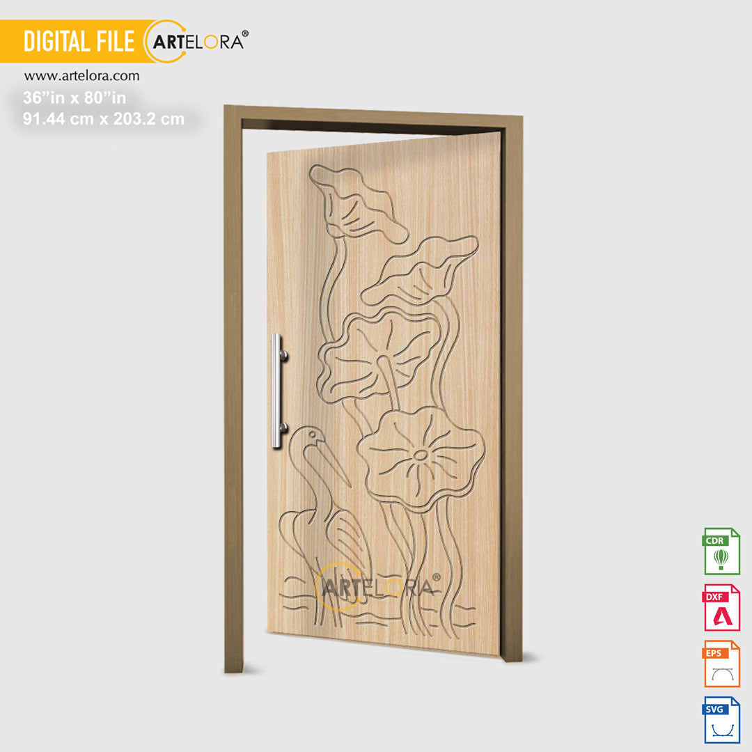 Carving Design Flower with Bird Door