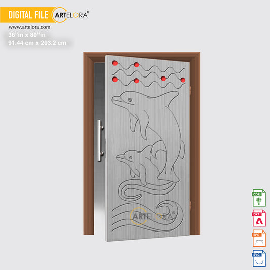 Carving Design Dolphin Fish Door