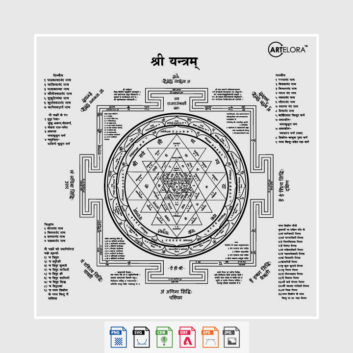 Laser Engraving Shri Yantra Lakshmi mata