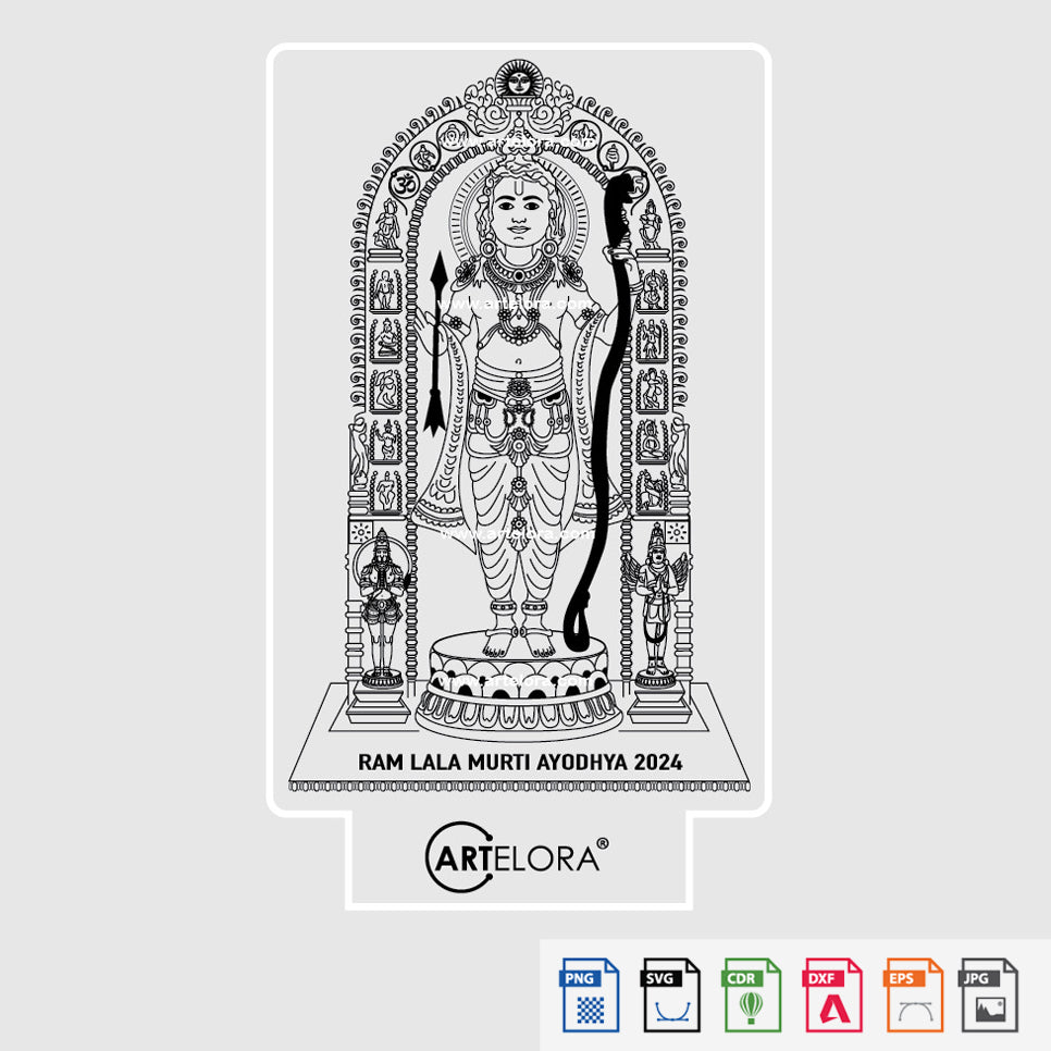 Laser Engraving Ram Lala Murti Line work