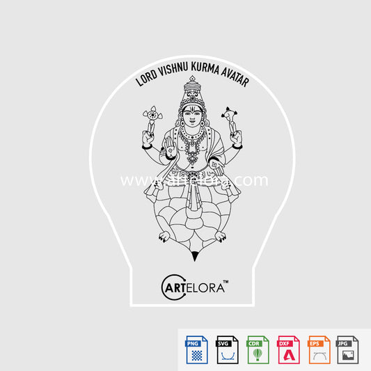 Laser Engraving Lord Vishnu Kurma Avatar