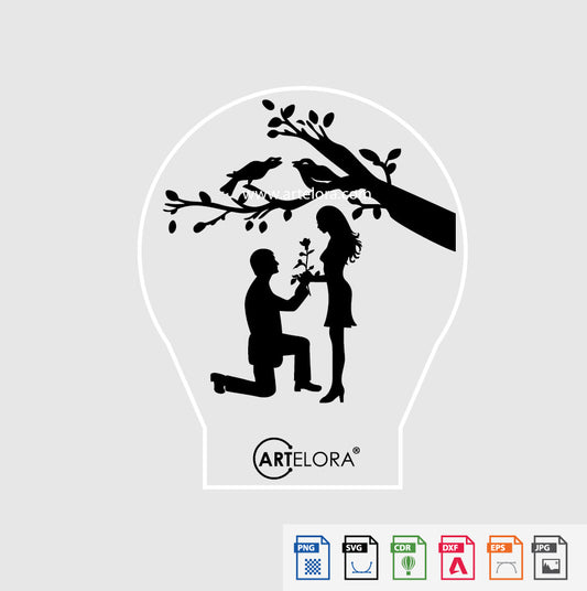 Laser Engraving Couple (Rose Day)