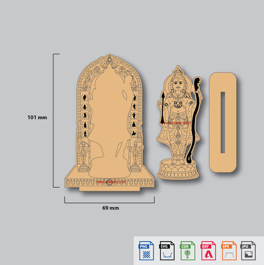 Laser Engraving Ram Lala Murti (2 layers Photo Stand)