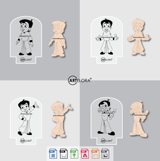 Laser Engraving Cartoon Design (Chhota Bheem)