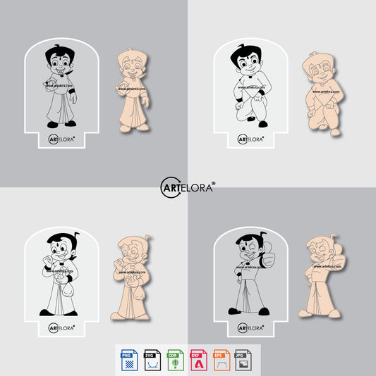 Laser Engraving Cartoon Design (Chhota Bheem)