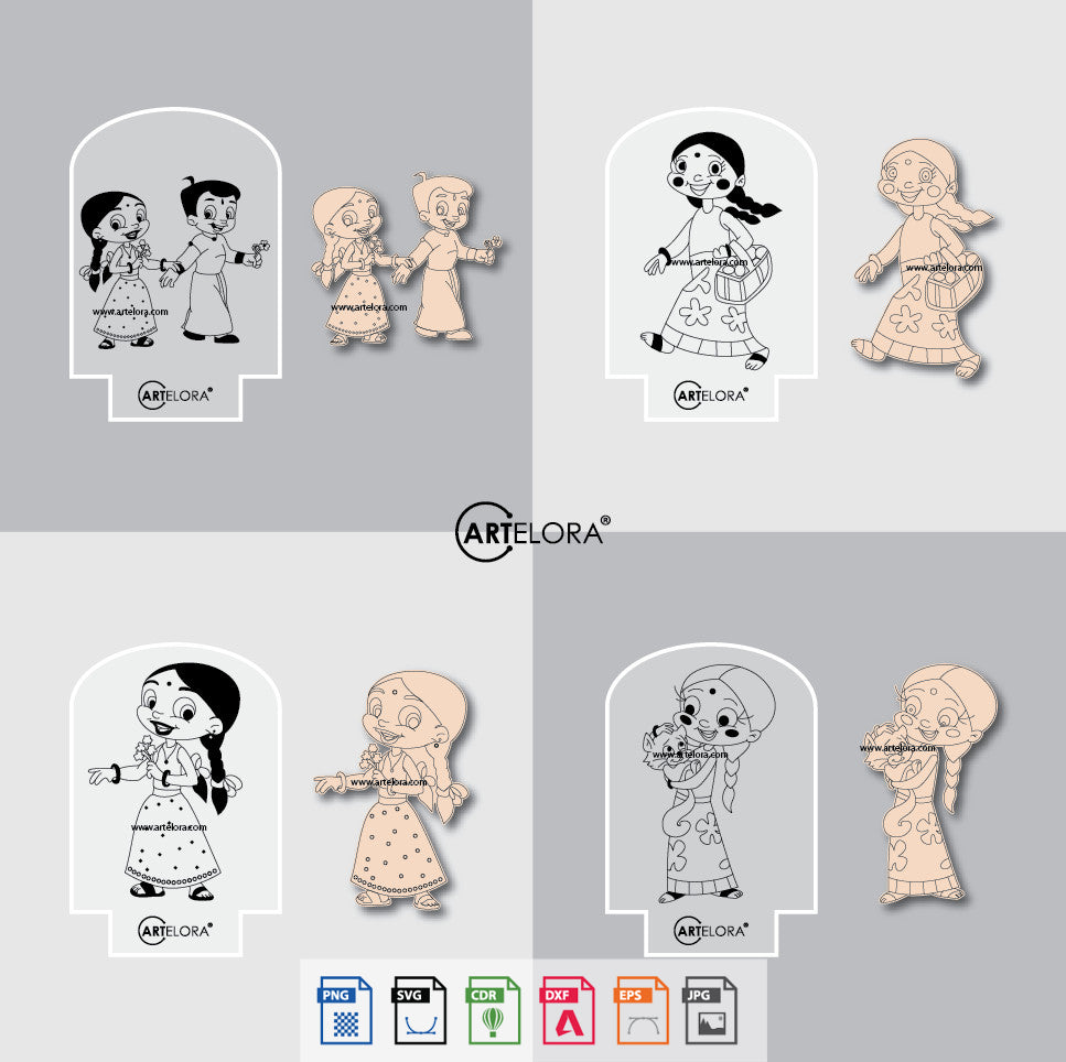 Laser Engraving Cartoon Design (chhota bheem chutki)