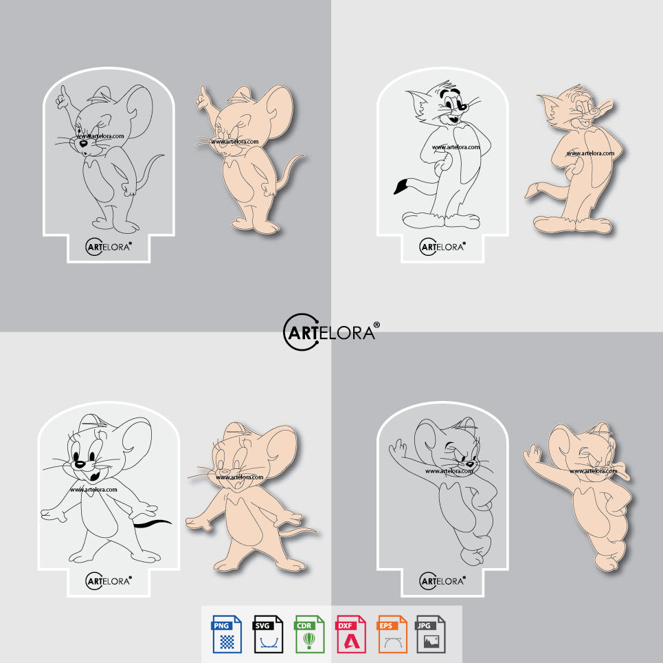 Laser Engraving Cartoon Design (Tom & Jerry)