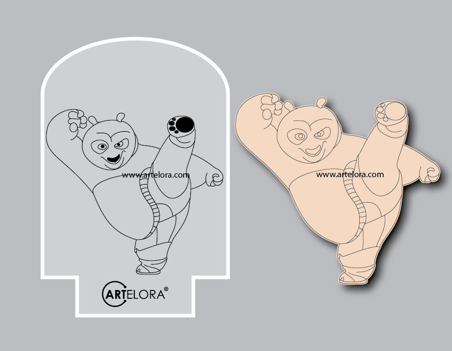 Laser Engraving Cartoon Design (Kuku Panda)