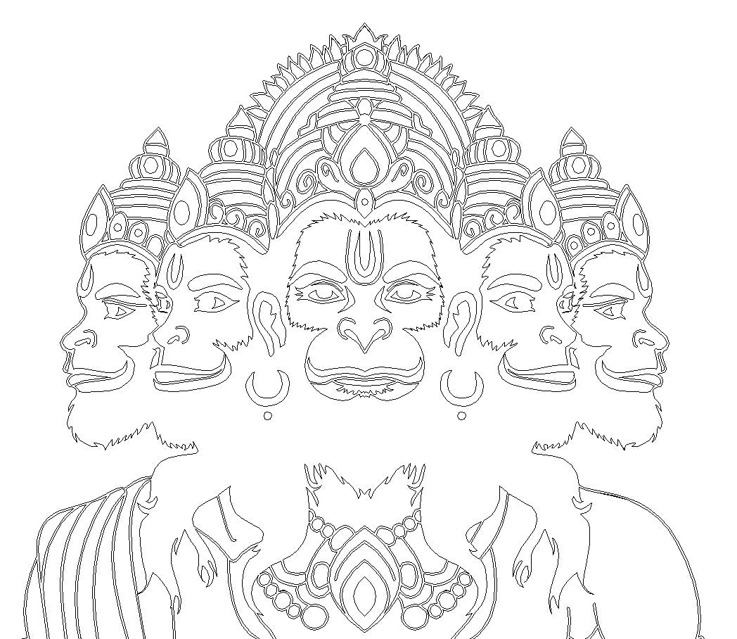 Laser Engraving Panchmukhi Hanuman Ji