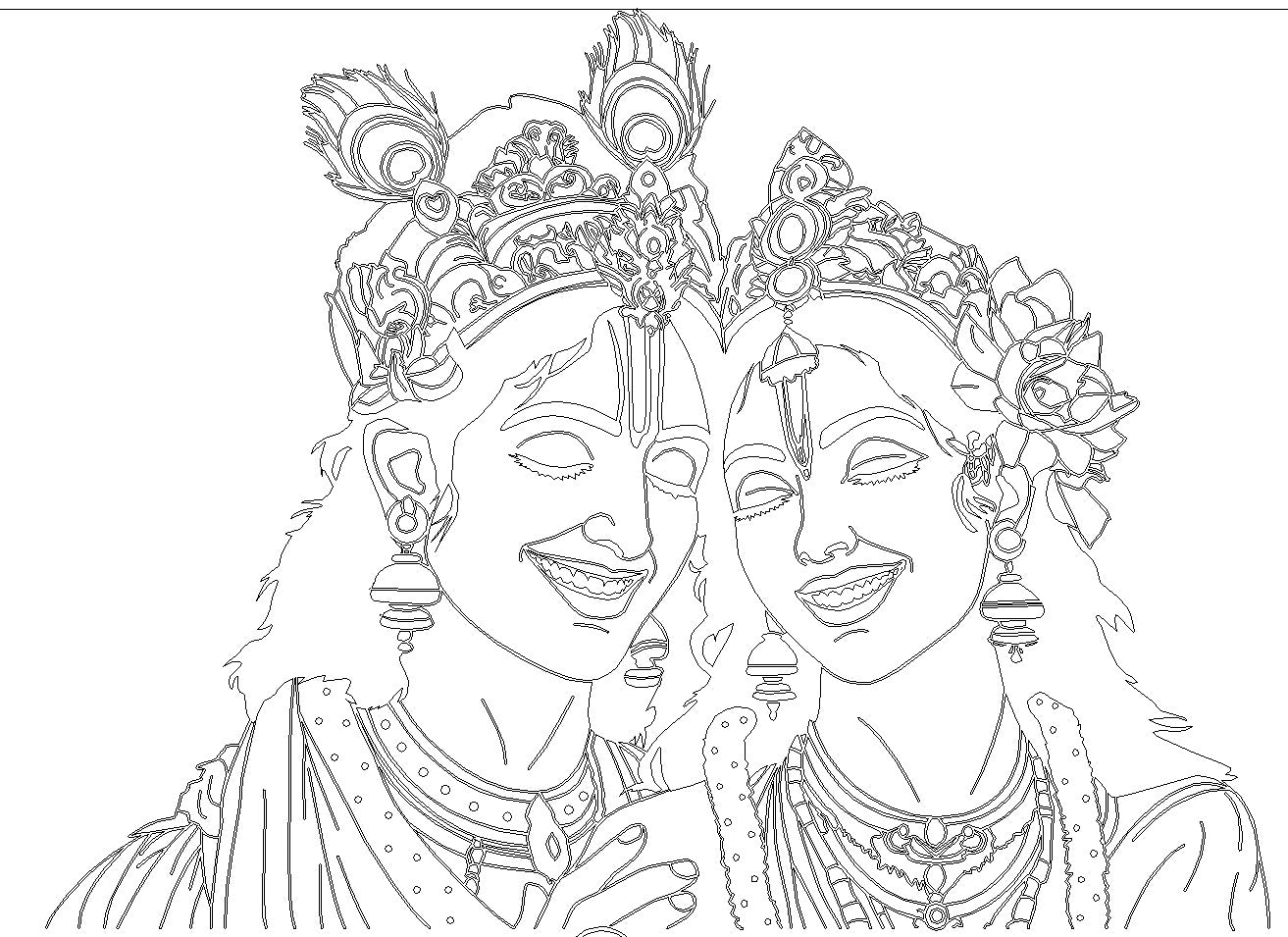 Laser Engraving Radha Krishna Design Drawing