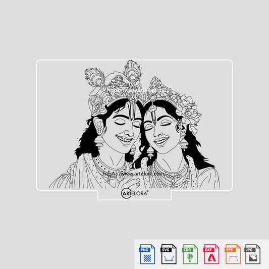 Laser Engraving Radha Krishna Design Drawing