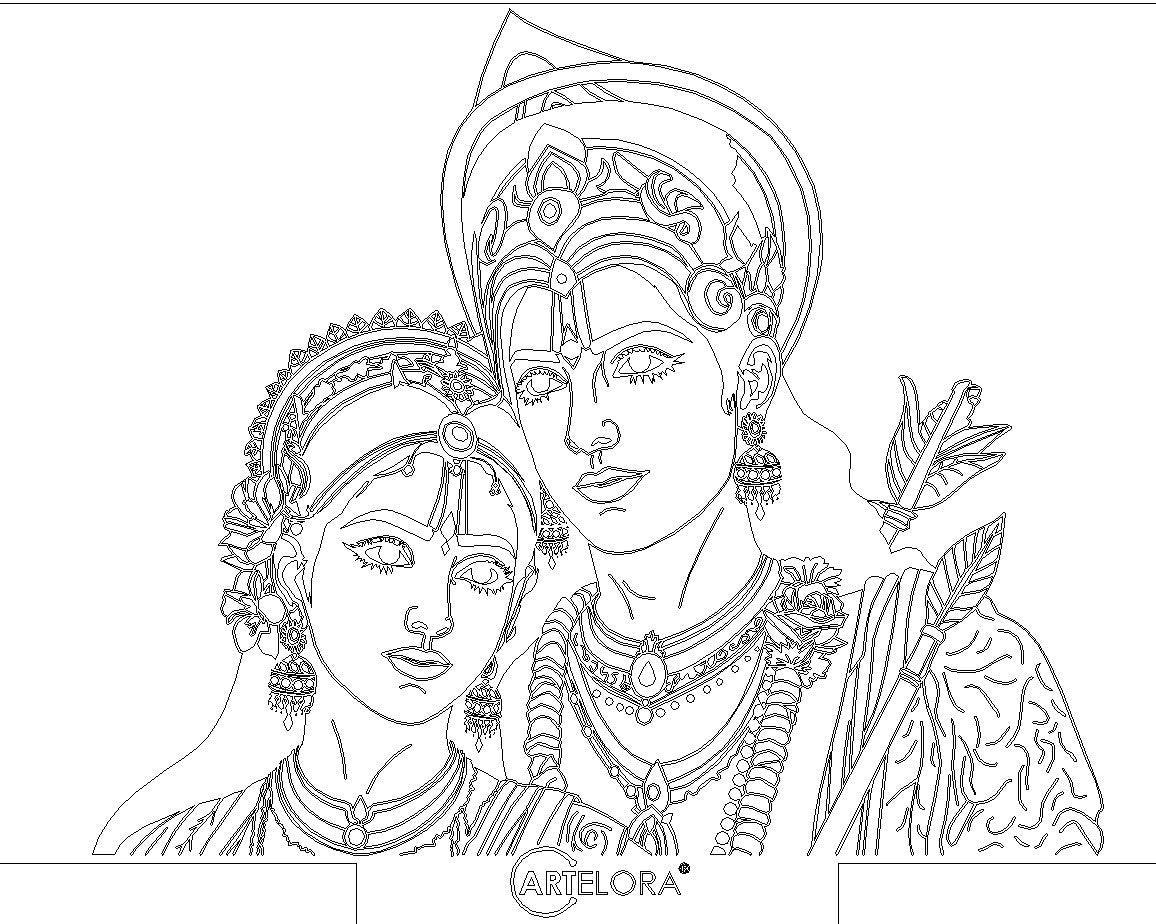 Laser Engraving Sita Ram Drawing