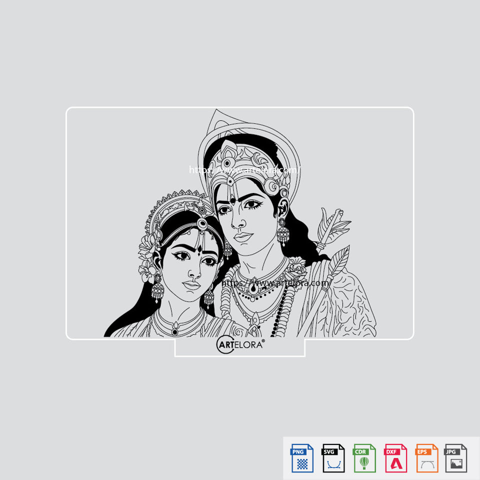 Laser Engraving Sita Ram Drawing