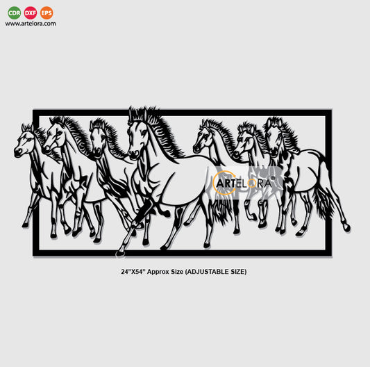 Seven Horses Laser Cutting Grill Design (Jali Design)