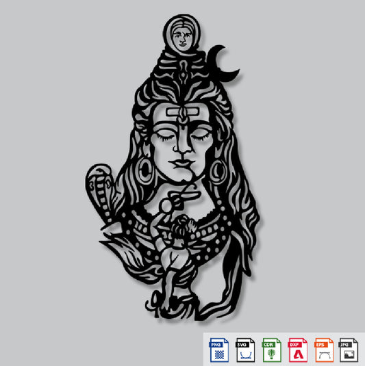 2D Modern Art Shiv (Mahadev) Laser Cutting