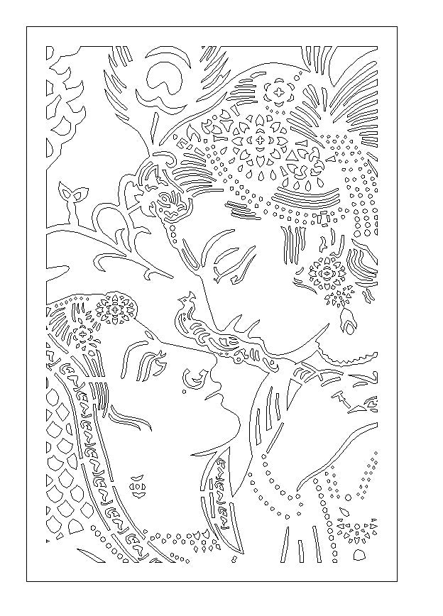 2D Modern Art Radha Krishna Laser cutting Design