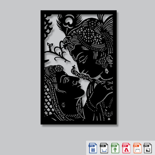 2D Modern Art Radha Krishna Laser cutting Design