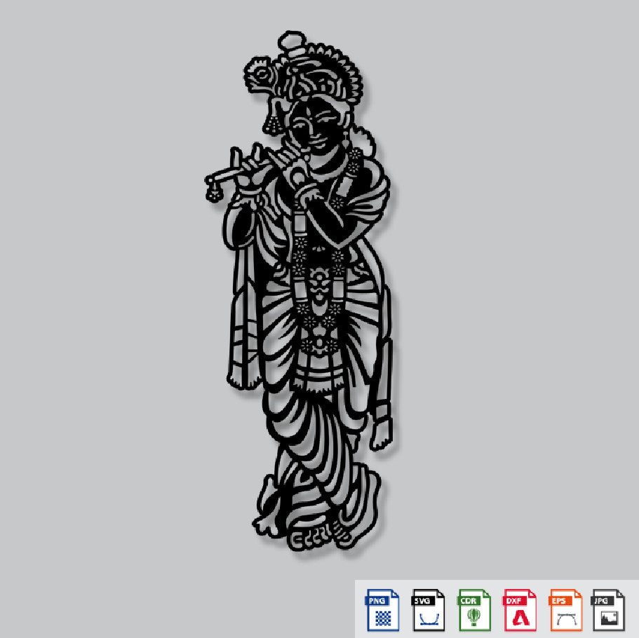 2D Modern Art Shri Krishna Laser Cutting Design