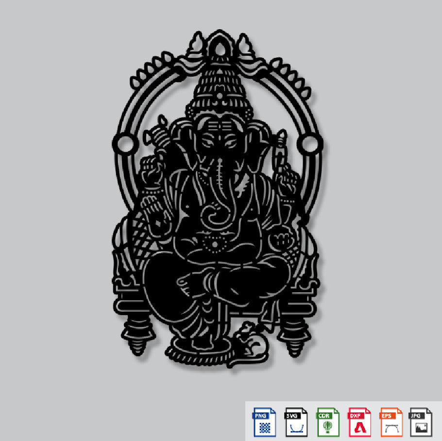 2D Modern Art Shri Ganesh Laser Cutting