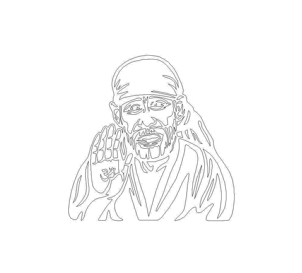 2D Modern Art Sai Baba Laser cutting design