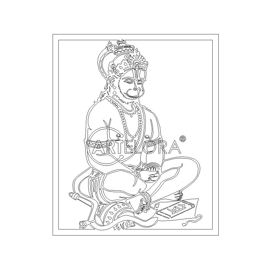 2D Modern Art Hanuman Ji Laser Cutting