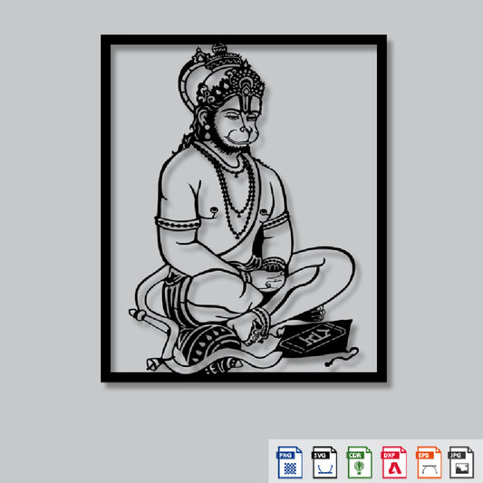 2D Modern Art Hanuman Ji Laser Cutting