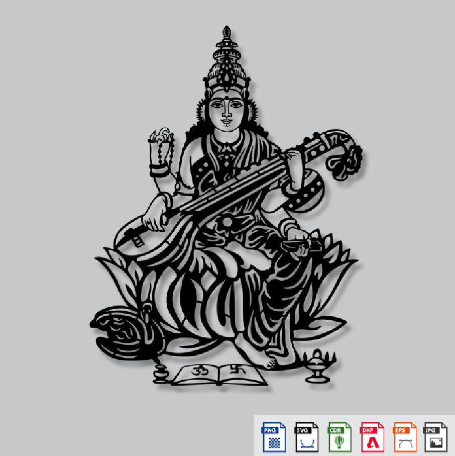 2D Modern Art Saraswati Mata (Sharda) Laser Cutting – ArtElora