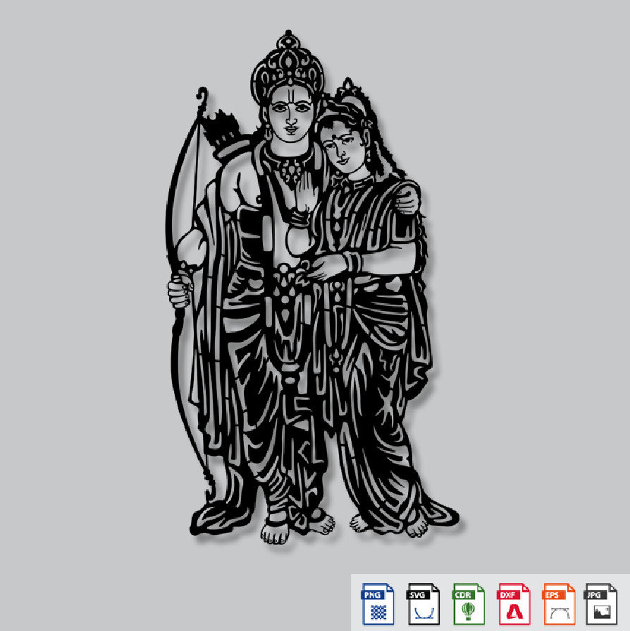 2D Modern Art Lord Shri Rama and Sita Laser Cutting