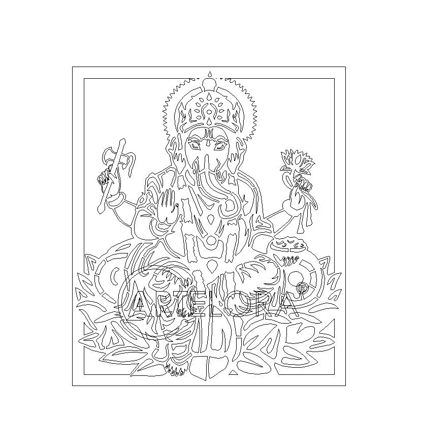 2D Modern Art Lord Shri ganesh Namah Laser Cutting